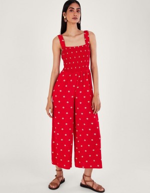 Red Women's Monsoon Geometric Print Cut-Out in LENZING™ ECOVERO™ Jumpsuit | IMU-5885