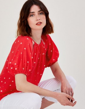 Red Women's Monsoon Sami Spot Cut-Out Tops | WSP-0408