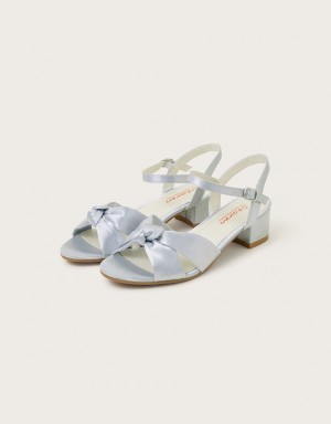 Silver Kids' Monsoon Satin Twist Heeled Sandals | ATN-6469