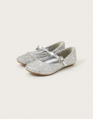 Silver Kids' Monsoon Sparkle Dust Ballerina Flats | HJX-0544