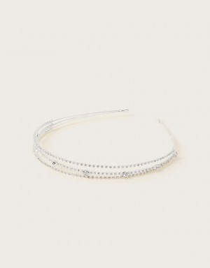 Silver Kids' Monsoon Trio Sparkle Bridesmaid Headband | DLV-8183