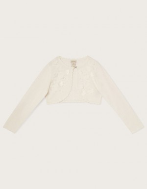 White Kids' Monsoon 3D Petal Cardigan | QEG-1538