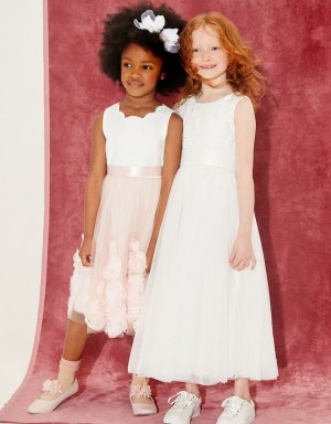 White Kids' Monsoon Alice Lace Bodice Tulle Maxi Dress | DAS-3827