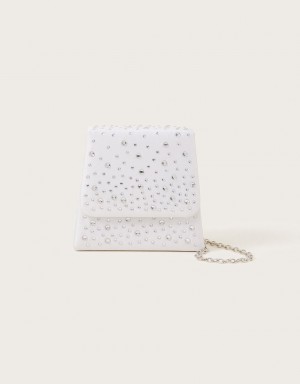 White Kids' Monsoon Amber Diamante Bridesmaid Bags | HJD-1482