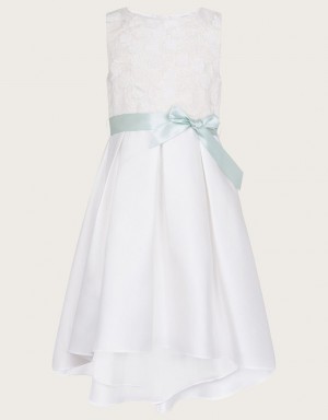 White Kids' Monsoon Anika High Low Bridesmaid Dress | ZPP-5614