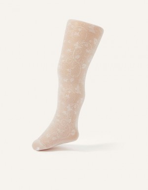 White Kids' Monsoon Baby Butterfly Lace Tights | TZT-7016