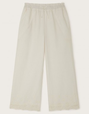 White Kids' Monsoon Broderie Trousers Pants | HUT-3967