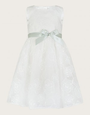 White Kids' Monsoon Camelia Lace Organza Rose Dress | ZVN-7559