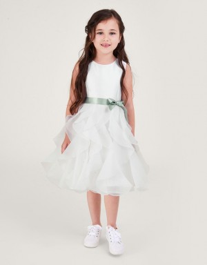 White Kids' Monsoon Cannes Organza Ruffle Dress | AUW-7474