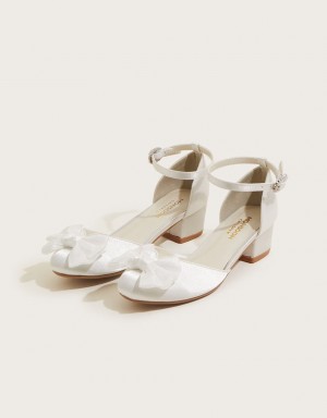 White Kids' Monsoon Communion Bow Two-Part Heels | TLY-5333