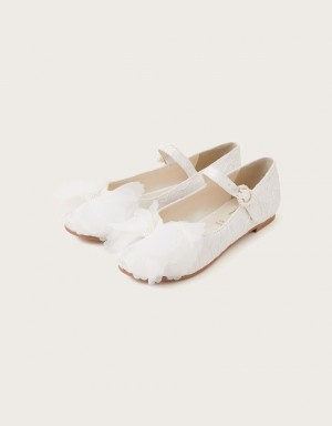 White Kids' Monsoon Communion Kali Lace Ballerina Flats | ZSP-1660