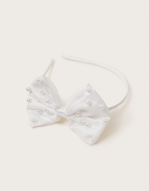 White Kids' Monsoon Communion Pearl Bow Headband | NDU-7974