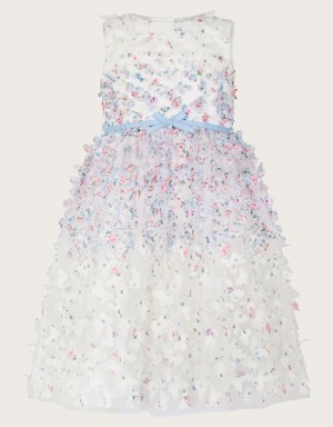 White Kids' Monsoon Confetti 3D Petal Dress | XTE-6741