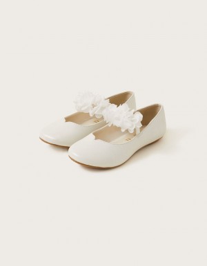 White Kids' Monsoon Corsage Ballerina Flats | TJG-3647