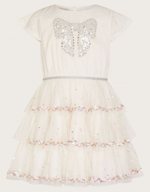 White Kids' Monsoon Disco Bow Dress | YOF-2990