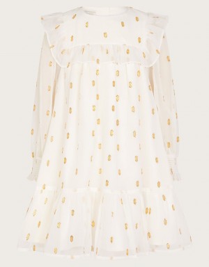 White Kids' Monsoon Dobby Sparkle Dress | UEX-6060