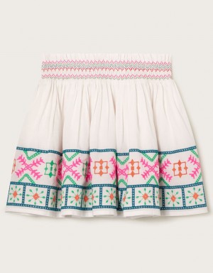 White Kids' Monsoon Embroidered Hem Skirts | OWH-1758