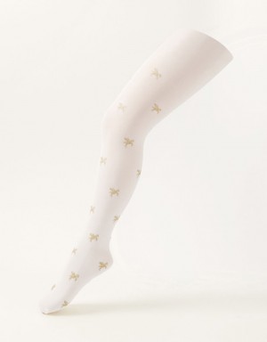 White Kids' Monsoon Glitter Unicorn Tights | KSG-3425