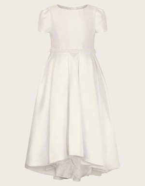 White Kids' Monsoon Henrietta Pearl Belt Dress | QRB-1076