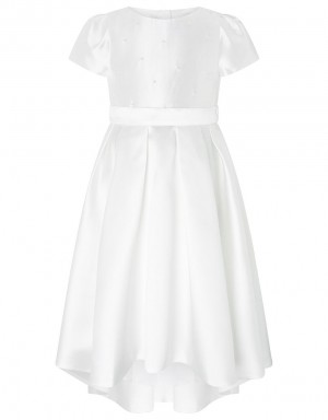 White Kids' Monsoon Henrietta Pearl Embellished Dress | KJH-0065