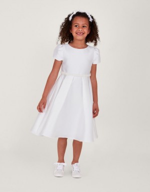 White Kids' Monsoon Henriette Pearl Belt Duchess Dress | JYE-3871