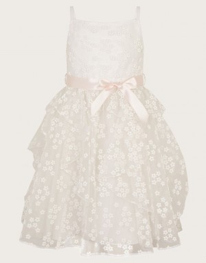 White Kids' Monsoon Jasmine Organza Flower Dress | BFU-9530