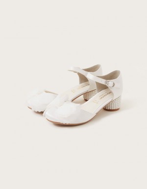 White Kids' Monsoon Kali Satin Two-Part Heels | ZKQ-1330