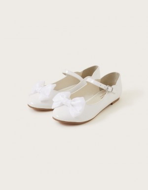 White Kids' Monsoon Kali Tulle Bow Ballerina Flats | KNB-8902