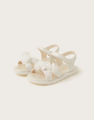 White Kids' Monsoon Lace Corsage Sandals | LYC-9230