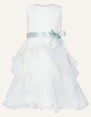 White Kids' Monsoon Lace Ruffle Dress | FMJ-9259