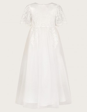 White Kids' Monsoon Lourdes Lace Maxi Communion Dress | WKY-1295