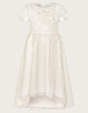 White Kids' Monsoon Luna Embroidered Dress | BON-8766