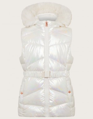 White Kids' Monsoon Metallic Marble Gilet Jacket | ZOP-6866