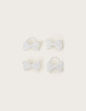 White Kids' Monsoon Mini Bow Set Hair Accessories | XFD-3982