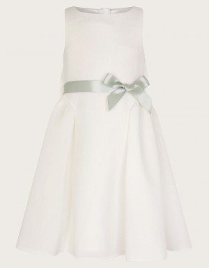 White Kids' Monsoon Molly Scuba Bridesmaid Dress | KCV-3618