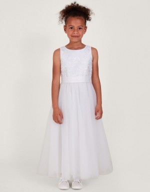 White Kids' Monsoon Odette Alice Tulle Maxi Dress | ZKR-6551