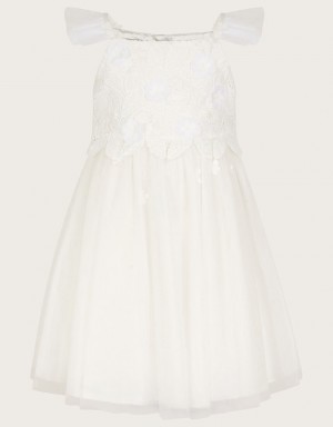 White Kids' Monsoon Ophelia Lace Tulle Dress | AGD-4646