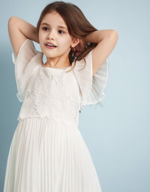 White Kids' Monsoon Otissa Lace Pleated Dress | AAS-3429