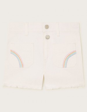 White Kids' Monsoon Rainbow Denim Shorts | JIY-0037