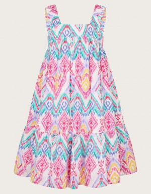 White Kids' Monsoon Rainbow Ikat Print Dress | WHM-3055