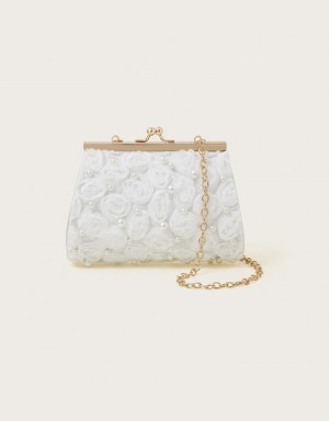 White Kids' Monsoon Rosette Pearl Bags | EZG-5111