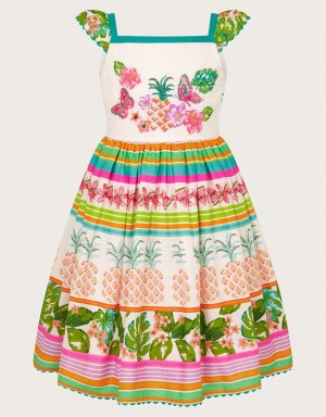 White Kids' Monsoon Tropical Pineapple Dress | DOI-5303