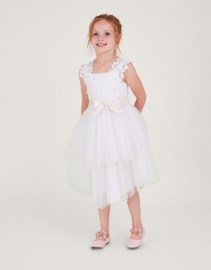 White Kids' Monsoon Zaralia Lace Safire Dress | VNA-7901