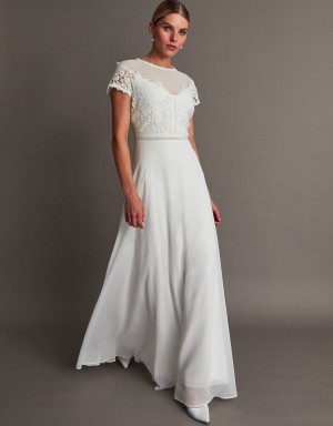 White Women's Monsoon Angela Lace Bridal Dress | JEQ-2569