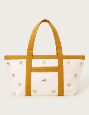 White Women's Monsoon Embellished Canvas Bags | PYX-1874