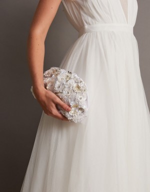 White Women's Monsoon Hand-Embellished Bridal Bags | JWB-2174