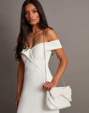 White Women's Monsoon Pleated Bow Bags | RXO-9530