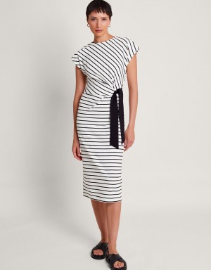 White Women's Monsoon Sanya Stripe Tie Dress | UNQ-3942