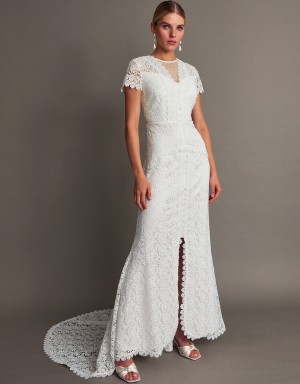 White Women's Monsoon Sienna Lace Bridal Dress | SLX-5310