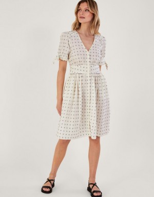 White Women's Monsoon Spot Short Dress | QNK-1419